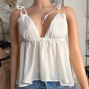 Princess Polly White Tie-Shoulder Babydoll Cami